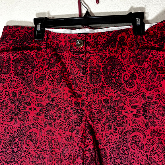 Lands End Women's Red Shorts paisley polka dot Bandana print sz 16P - Picture 2 of 7